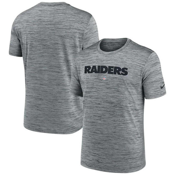 Men's Las Vegas Raiders Gray Velocity Performance T-Shirt - Click Image to Close